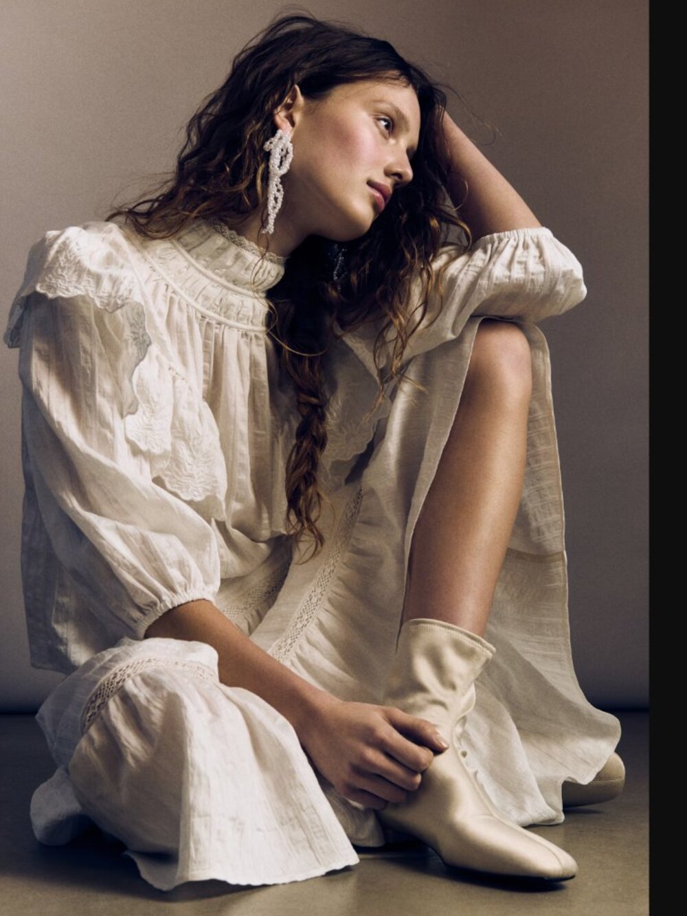 H&M Wuthering Heights Lace Inset Maxi Co-Ord Skirt And Blouse Set White NWT - Picture 5 of 11